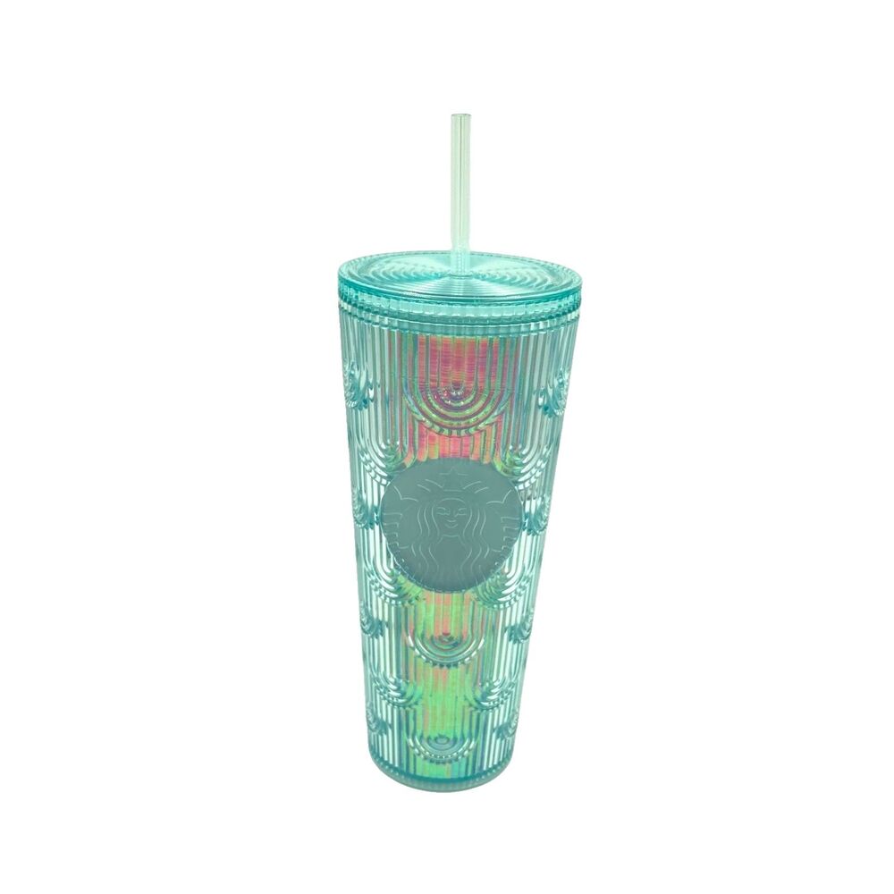 Starbucks Tumbler Spring 2022 Mermaid Green Iridescent Rainbow Clear 24 oz New
